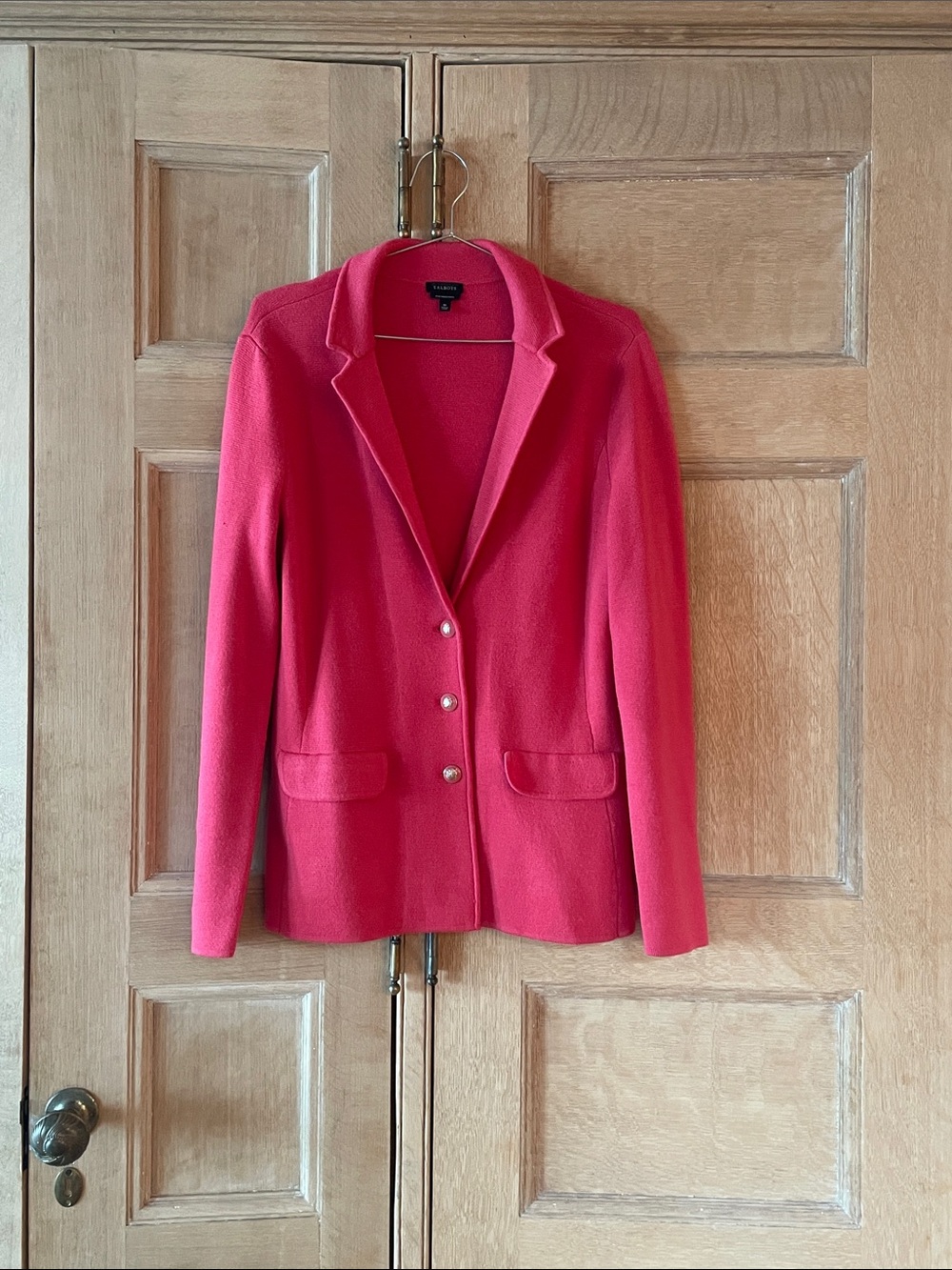 Talbots Coral-colored Merino Wool Knit Blazer Size M
